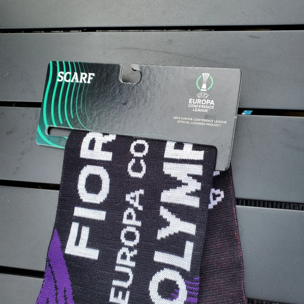UEFA 2024 Fiorentina Athens Final 2024 Conference League Scarf Red Purple Soccer